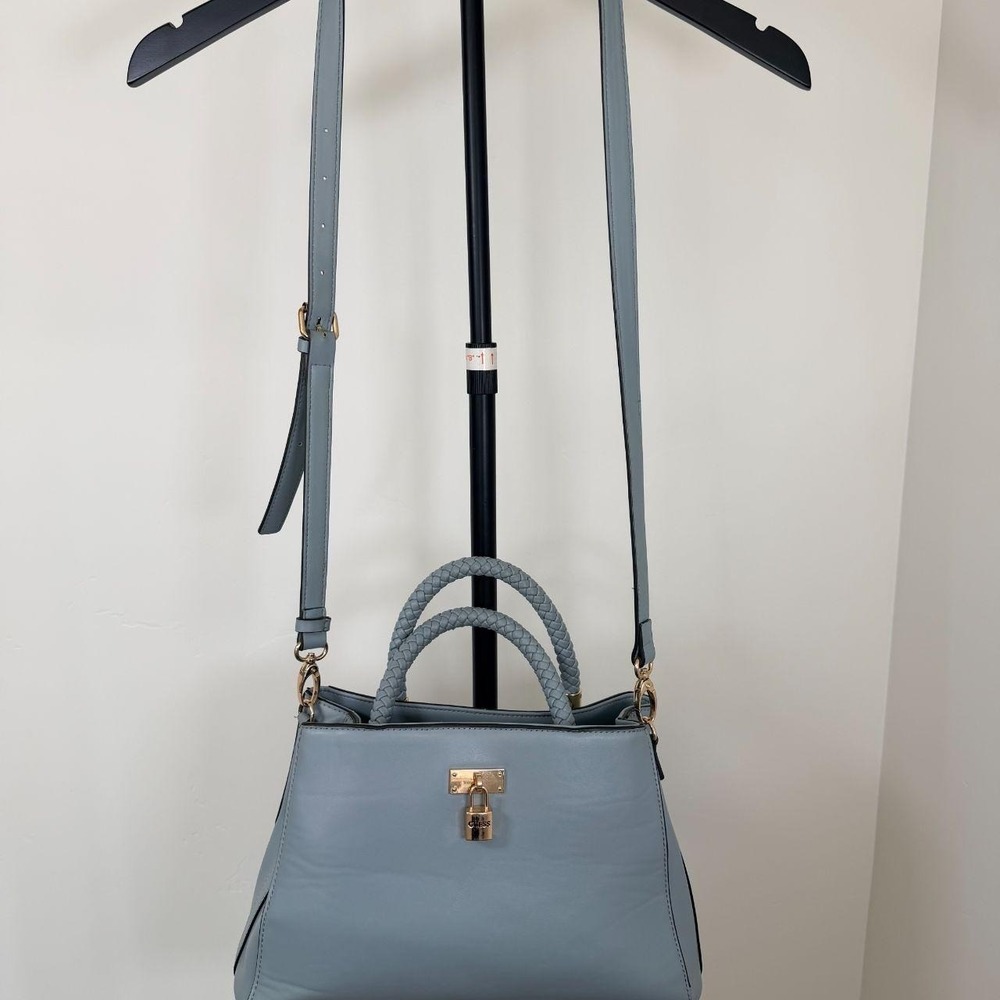 Guess light blue faux leather satchel-style handbag